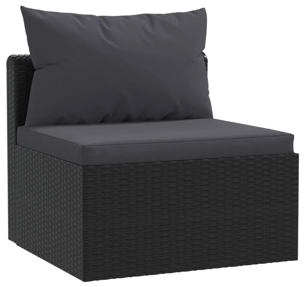 Set Divani da Giardino 7 pz con Cuscini in Polyrattan Nero