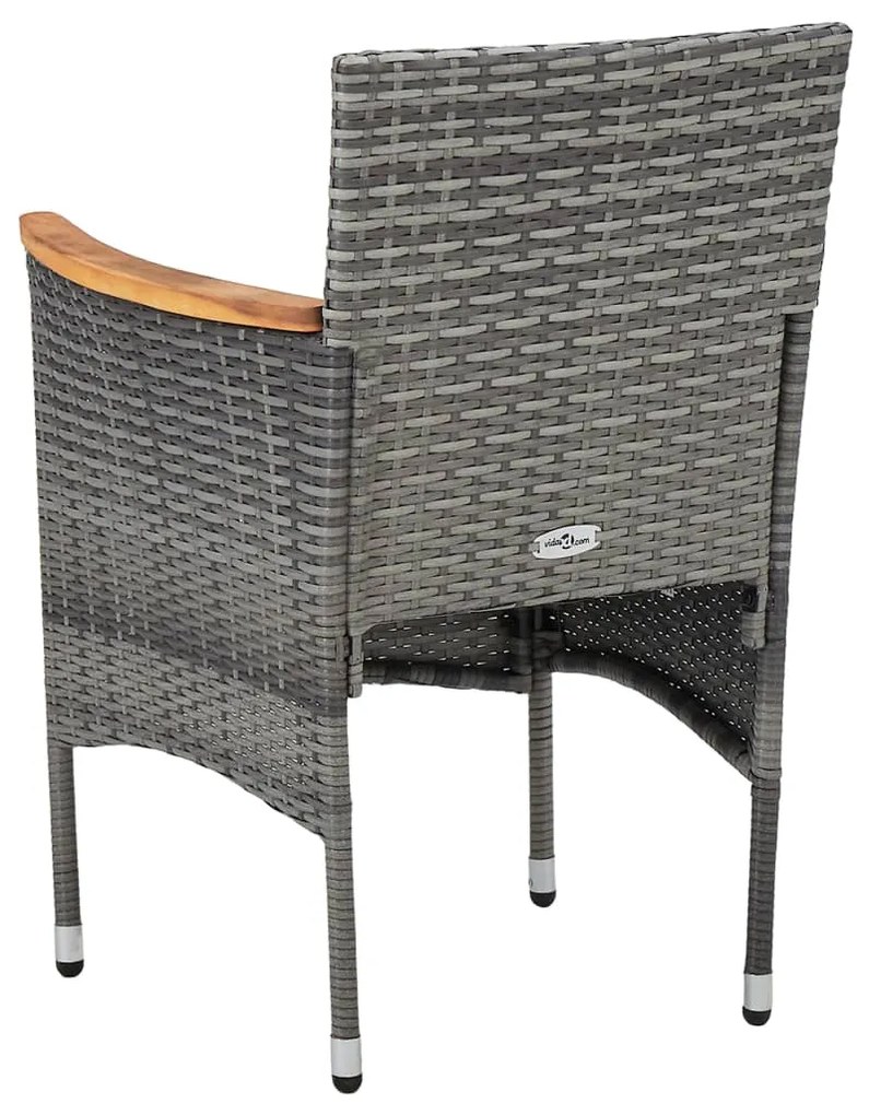 Set da pranzo per giardino 11 pz in polyrattan grigio