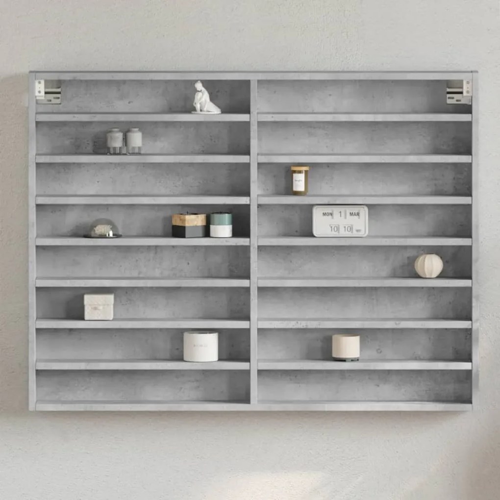 Armadietto Vetrina Grigio Cemento 100x8,5x75 Cm Multistrato /