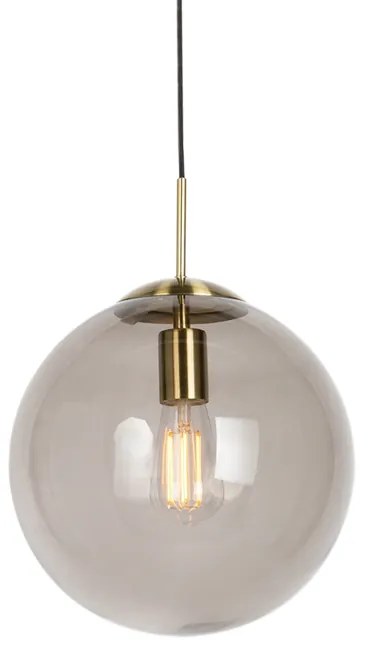 Lampada a sospensione moderna in ottone con vetro fumé 30 cm - Ball