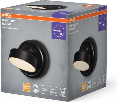 Osram - Lampada da parete ricaricabile dimmerabile NIGHTLUX LED/1,8W/5V nera