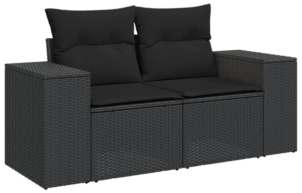 Set Divani da Giardino 4 pz con Cuscini Nero in Polyrattan