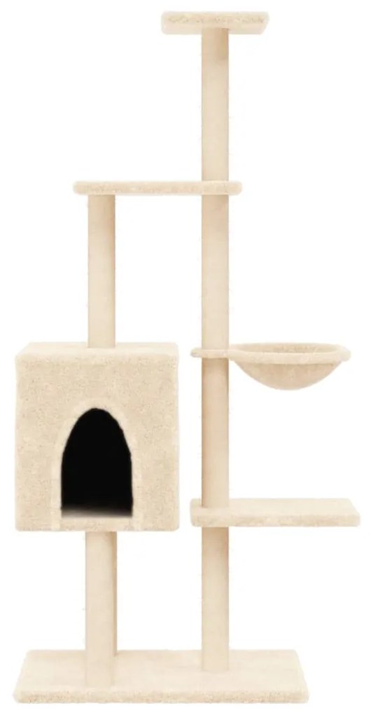 Albero per gatti con tiragraffi in sisal crema 145 cm