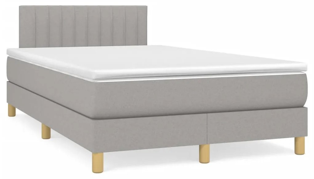 Letto a molle materasso e led grigio chiaro 120x190 cm tessuto