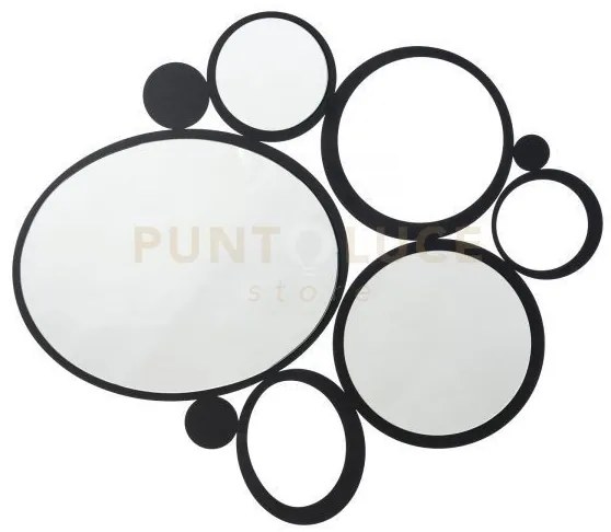 Specchio bubbles nero in ferro 90x79hcm