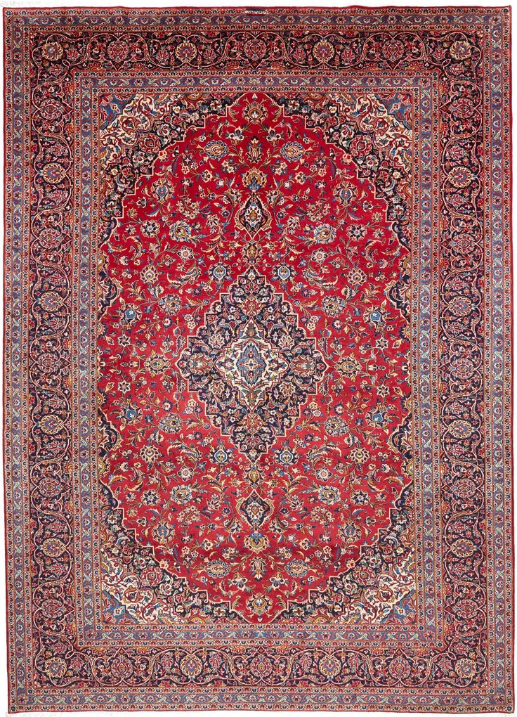 Kashan Tappeto persiano 370x270 Rosso (Iran) Annodato A Mano