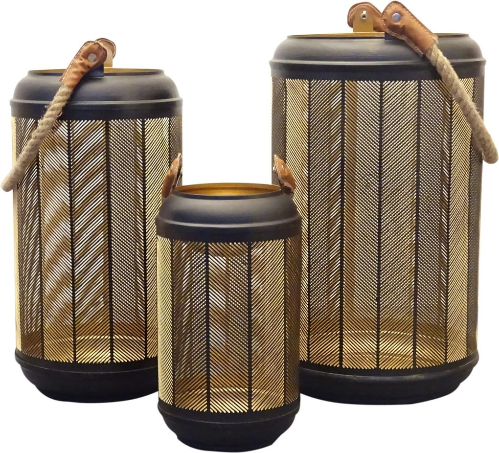 FUMIKO - set di 3 lanterne in acciaio