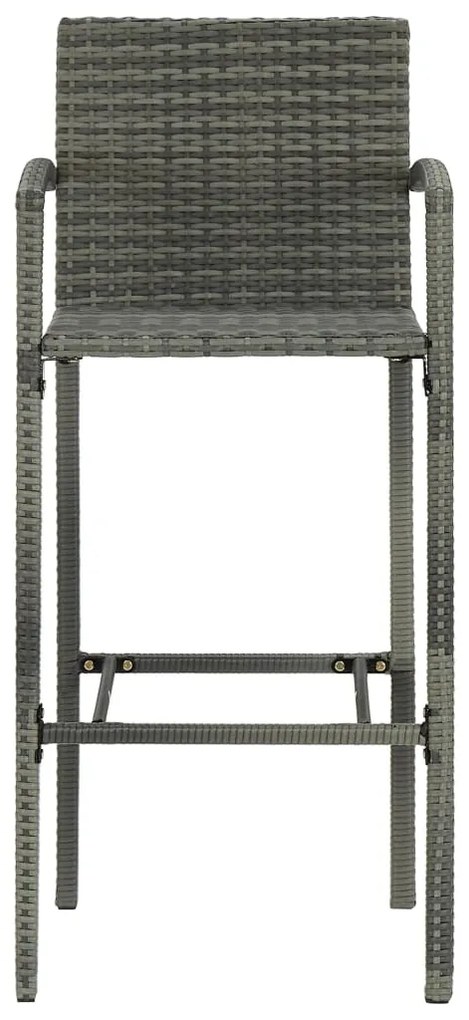 Set bar da giardino 5 pz con braccioli in polyrattan grigio