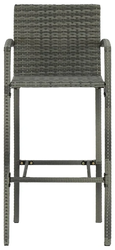 Set bar da giardino 5 pz con braccioli in polyrattan grigio