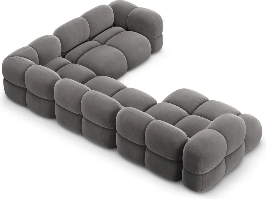 Divano angolare grigio (con penisola a destra/a U) con rivestimento in velluto Loretto – Cosmopolitan Design