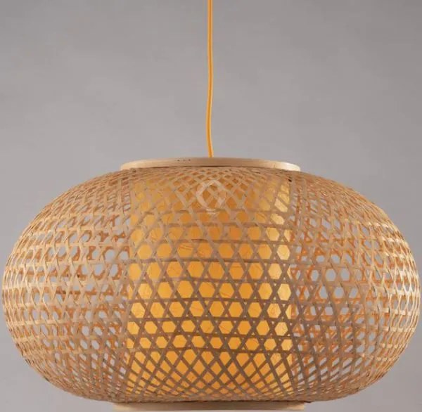 Lampadario a sospensione zen  in bambu' e diffusore in termoplastic...