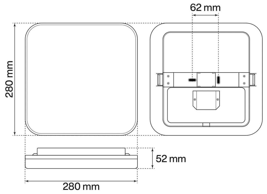 Plafoniera LED 24W IP65 Quadrata 28x28cm CCT Bianco Variabile
