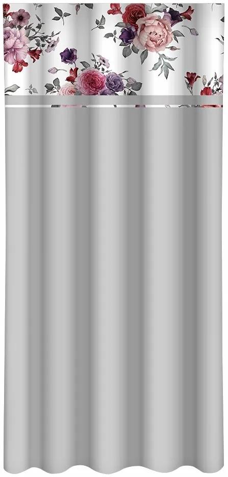 Tenda semplice grigia con stampa di peonie Larghezza: 160 cm | Lunghezza: 270 cm