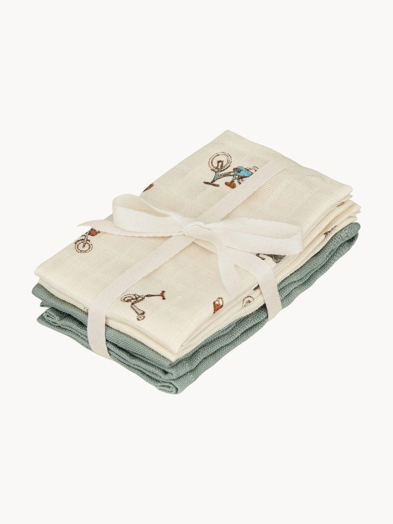 Set di 4 panni per bambini in mussola di cotone organico Bicycles