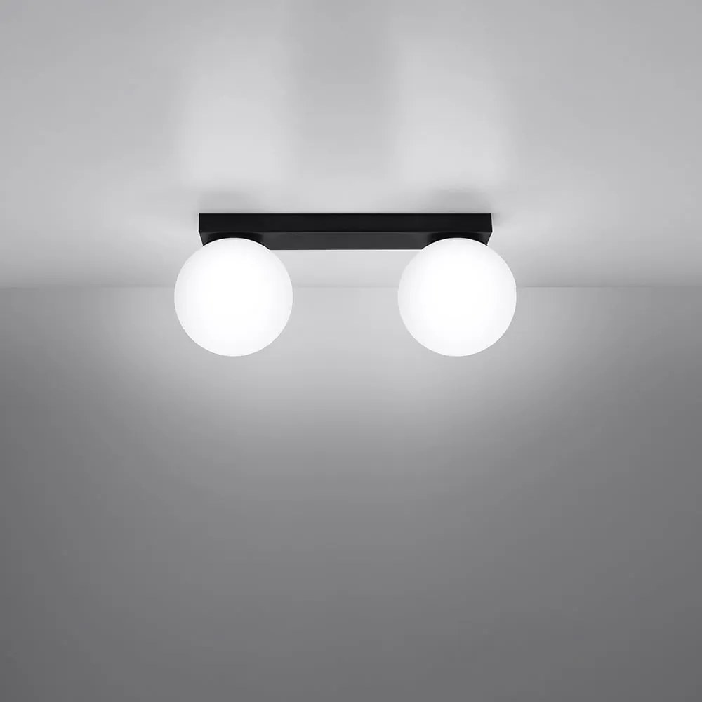 Lampada da soffitto nera con paralume in vetro ø 12 cm Umerta - Sollux