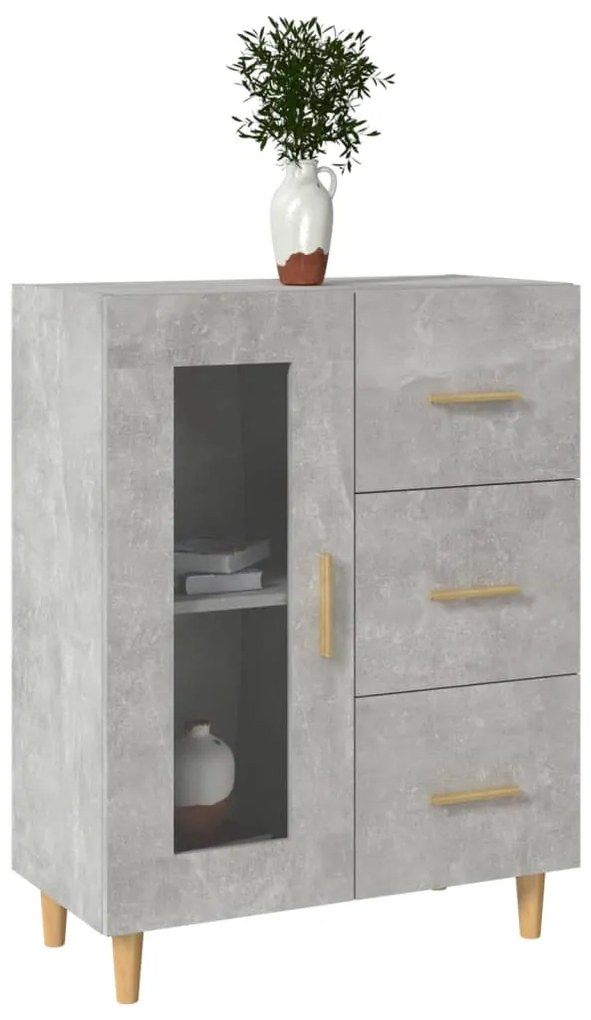 Credenza grigio cemento 69,5x34x90 cm in legno multistrato