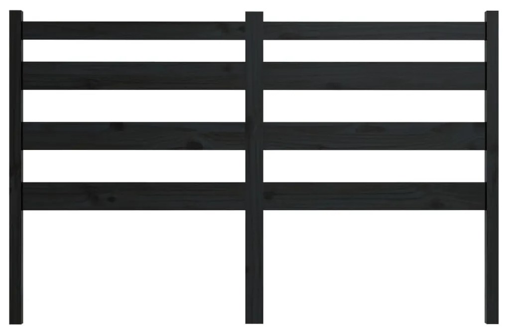 Testiera per letto nera 126x4x100 cm in legno massello di pino