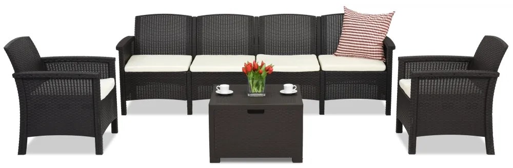 Set divani in polyrattan Venezia Coffee Box Max 6 Bica marrone