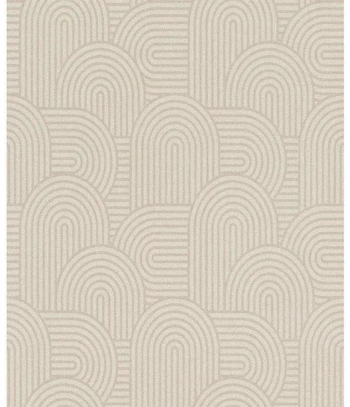 Carta da parati Geometrico curve beige, marrone, 53 cm x 10.05 m