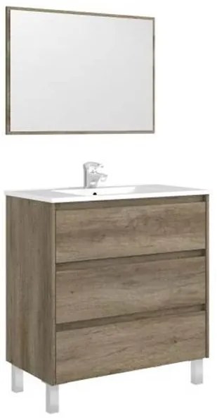 Mobile bagno 80 cm con lavabo e specchio rovere - Dakota 96249