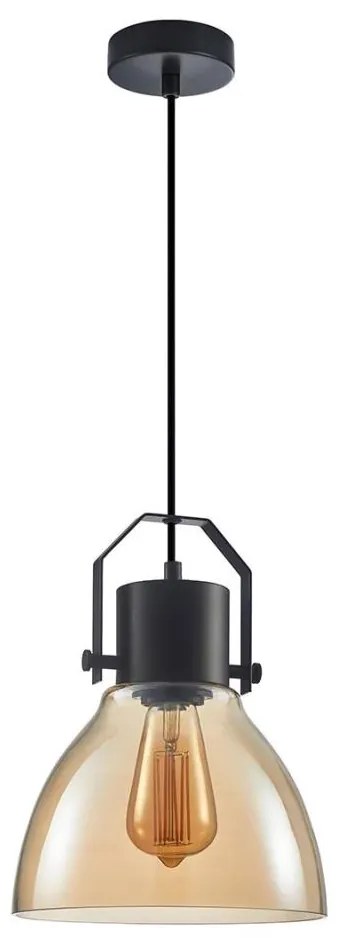 ITALUX PND-22371-1-BK+AMB - Lampadario a sospensione con filo DARLENA 1xE27/40W/230V nero/marrone