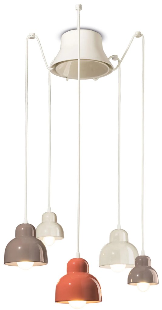 Ferroluce Decò Berimbau - 5-light suspension lamp C2607