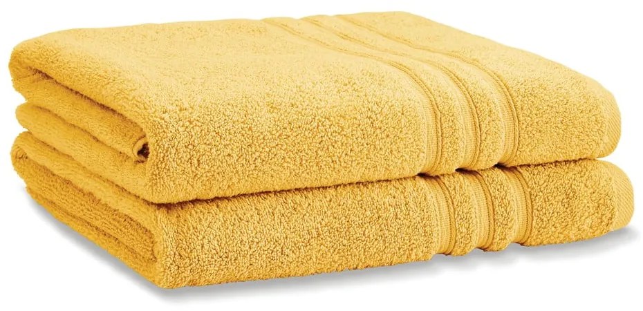 Set di asciugamani tipo terry gialli in cotone 2 pz 90x140 cm Zero Twist – Catherine Lansfield