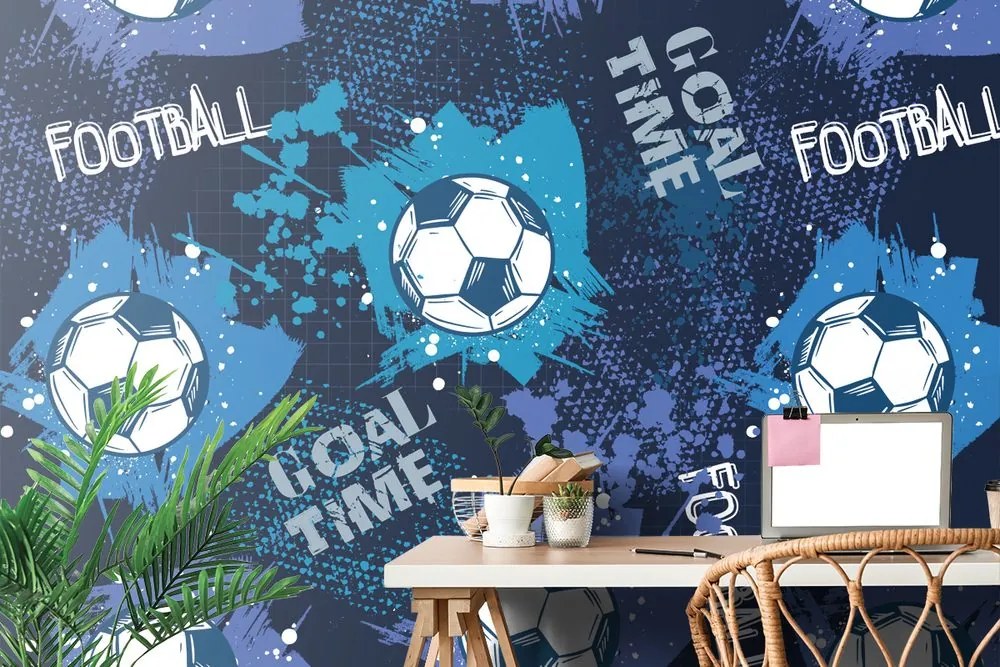 Carta da parati autoadesiva – Palla da calcio in blu