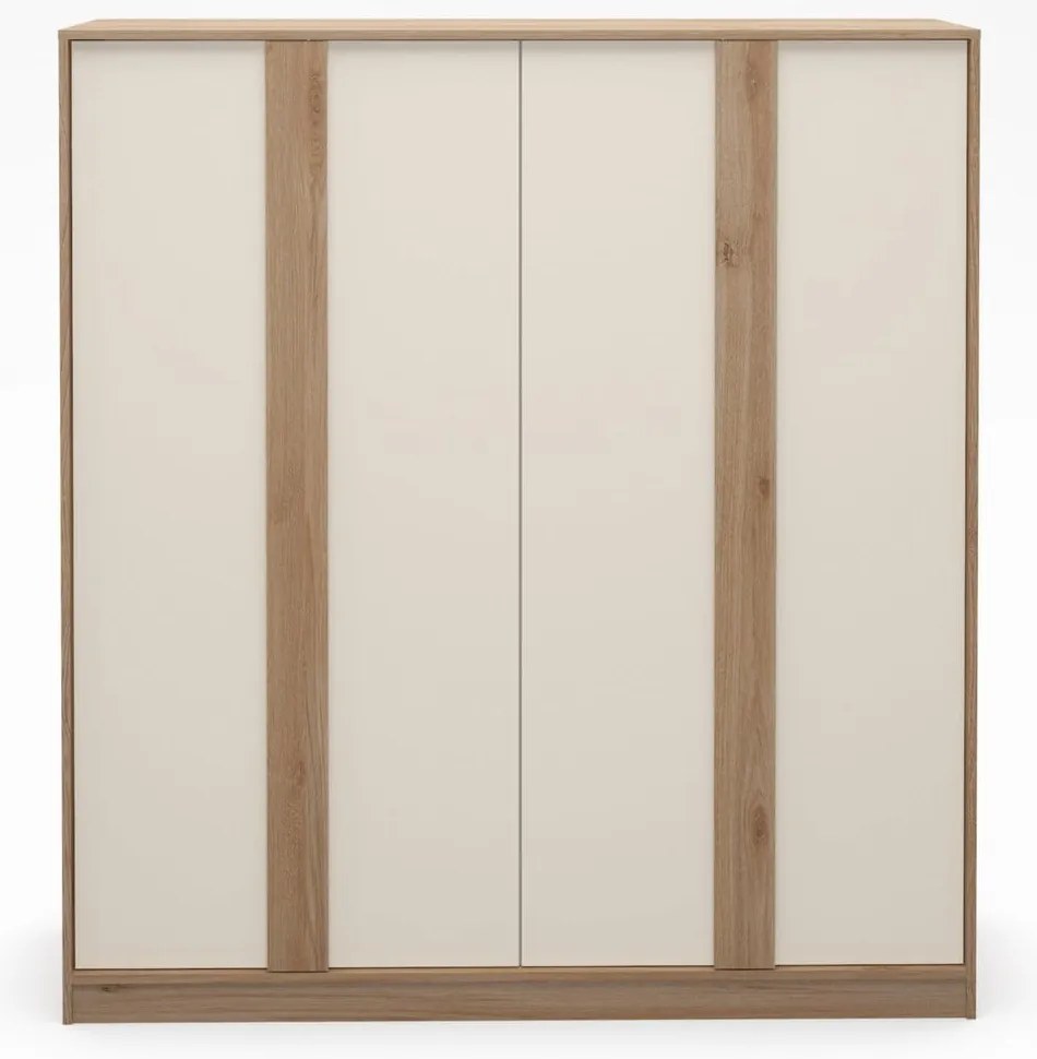 Armadio effetto rovere in colore crema-naturale 180x197,5x53 cm Dennis - Marckeric