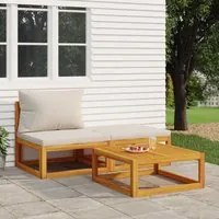 Set Mobili da Giardino 3pz con Cuscini Legno Massello di Acaciacod mxl 71588