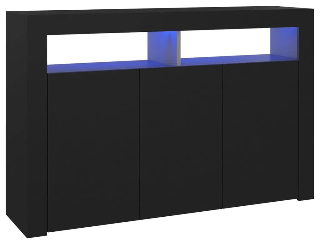 Credenza con luci led nera 115,5x30x75 cm