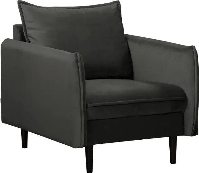 Poltrona grigio scuro con rivestimento in velluto Juli – Ropez