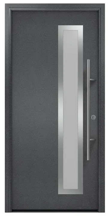 Portoncino d'ingresso HORMANN Iso Pro Secur 730s con vetro L 90 x H 210 cm in acciaio grigio, apertura tirare a sinistra