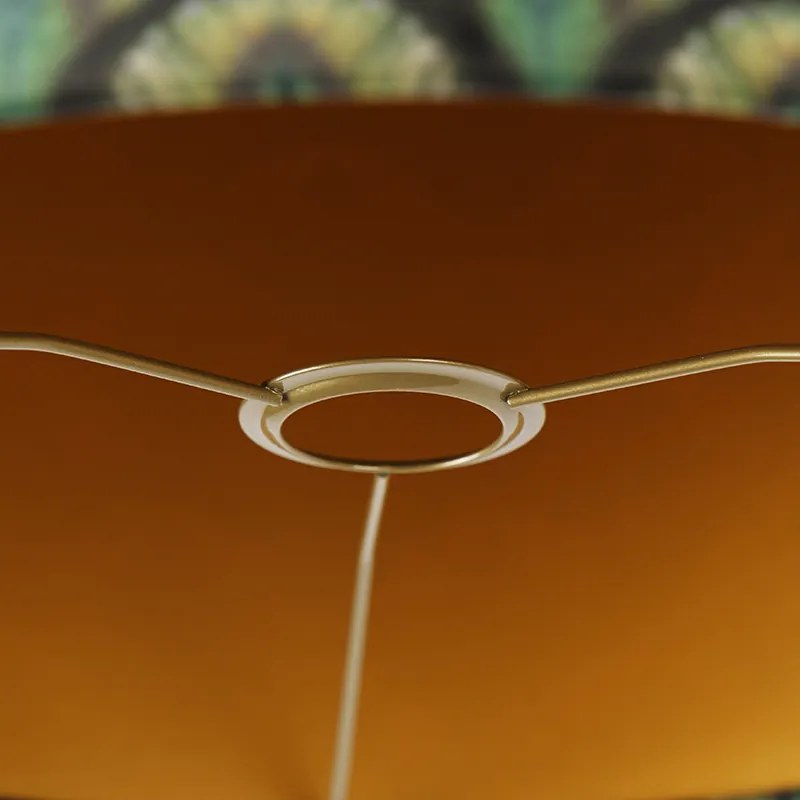 Paralume in velluto con motivo pavone 40/40/40 interno oro