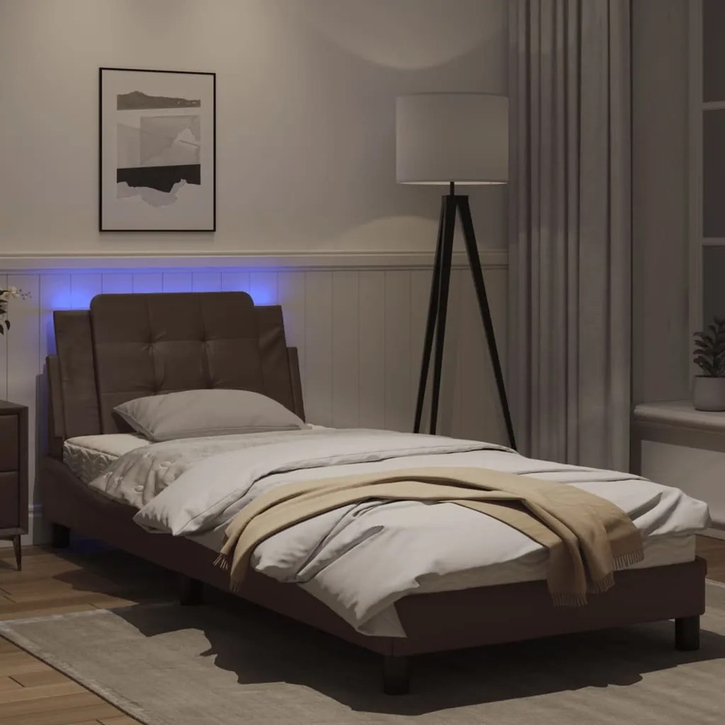 Giroletto con luci led marrone 90x200 cm in similpelle