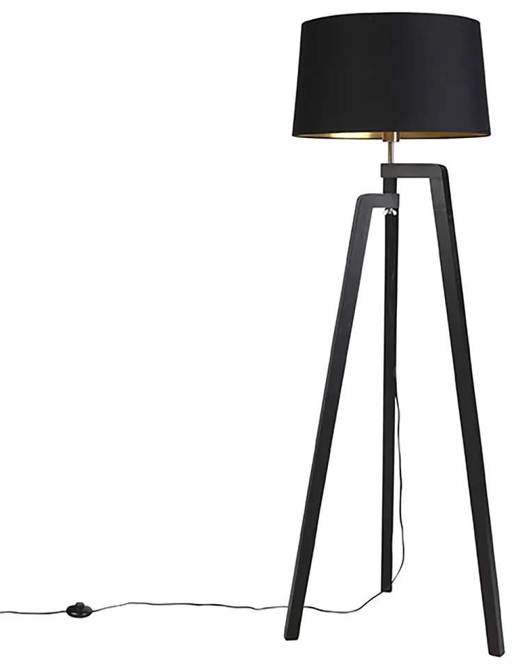 Lampada da terra intelligente con paralume nero con oro 50 cm incl. Wifi A60 - Puros