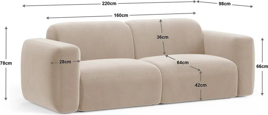 Divano verde scuro con rivestimento in velluto 220 cm Strino – Cosmopolitan Design