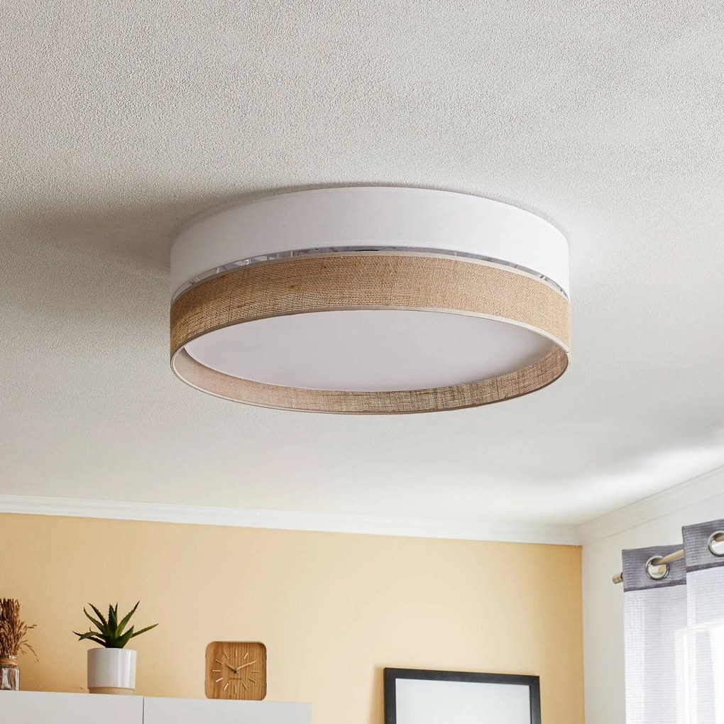 Plafoniera soffitto Linobianco TK Lighting, dimmerabile, Marrone / Ruggine, Soggiorno / Sala da pranzo, Tessuto / Stoffa / Seta, Moderno, Plafoniera