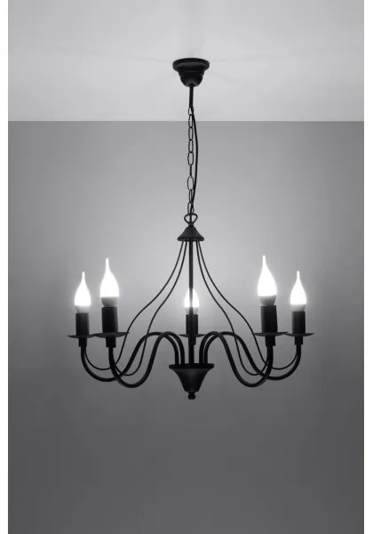 Lampadario a sospensione con catena MINERWA 5 5xE14/40W/230V nero