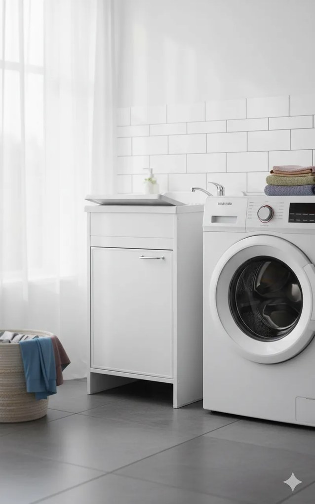 Mobile Lavatoio in PVC 50x50x85 cm 1 Anta Forlani Garden Bianco...