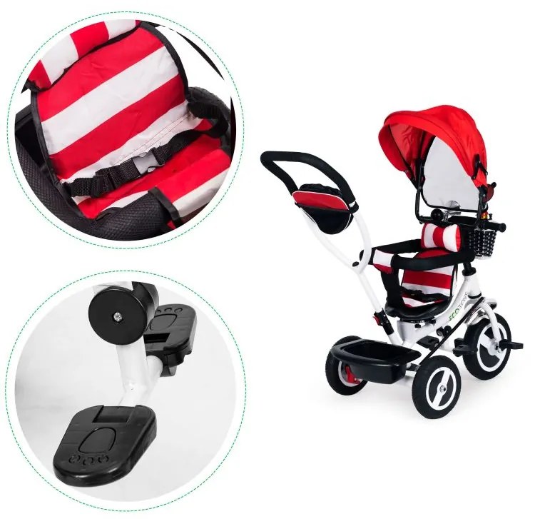 Triciclo, passeggino rosso ECOTOYS