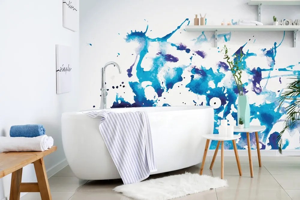 Carta da parati – Acquerello blu in stile astratto
