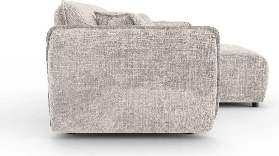 Divano angolare beige (con penisola a destra/con chaise lounge) con rivestimento in ciniglia Nelia – Ropez