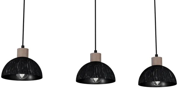 Lampadario su filo  ERIK 3xE27/60W/230V marrone/nero