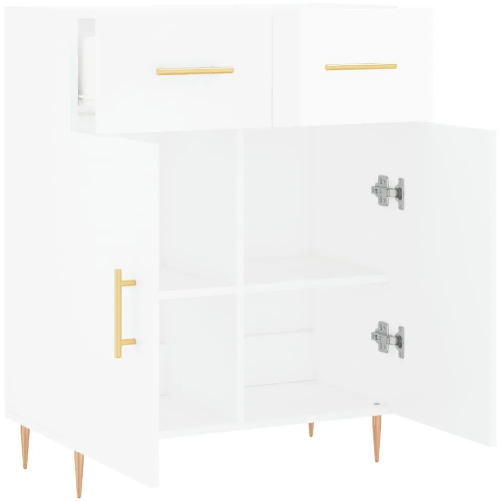 Credenza 69,5x34x90 cm in legno multistrato bianco lucido