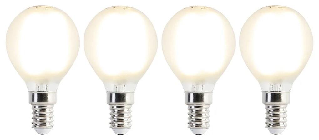 Set di 4 lampadine LED E14 P45 opale 3.5W 360lm 2700K