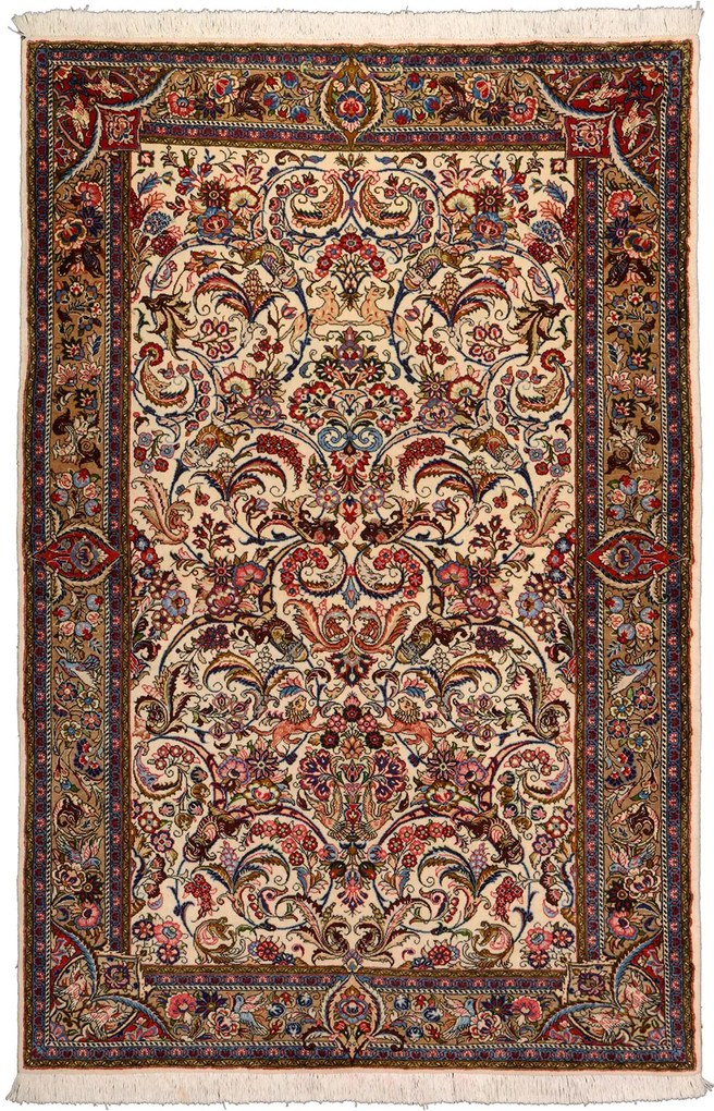 Sarouk Tappeto 200 x 140 Beige (Iran) Annodato A Mano