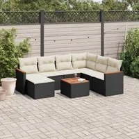 Set Divani da Giardino con Cuscini 8 pz Nero in Polyrattan 3226210