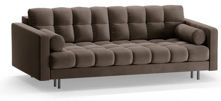 Divano marrone allungabile/con contenitore con rivestimento in velluto 222 cm Bali – Cosmopolitan Design