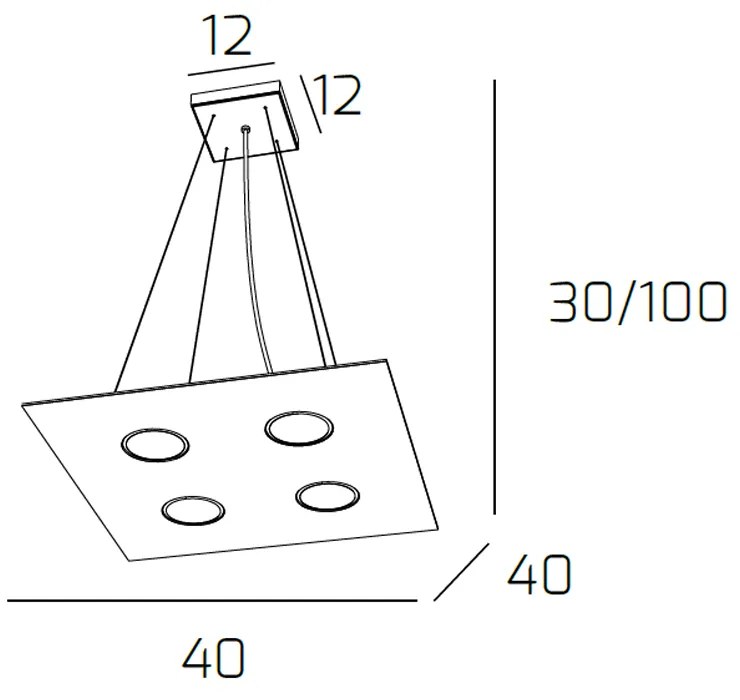 Sospensione Moderna Area Metallo Grigio Metallo 4 Luci Gx53